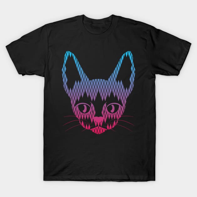 Geometric Cat Face T-Shirt by jagabeic